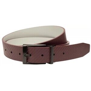 Nike Golf Reversible Leather Belt Men's XL Maroon & Gray Carbon Fiber Matte NWT